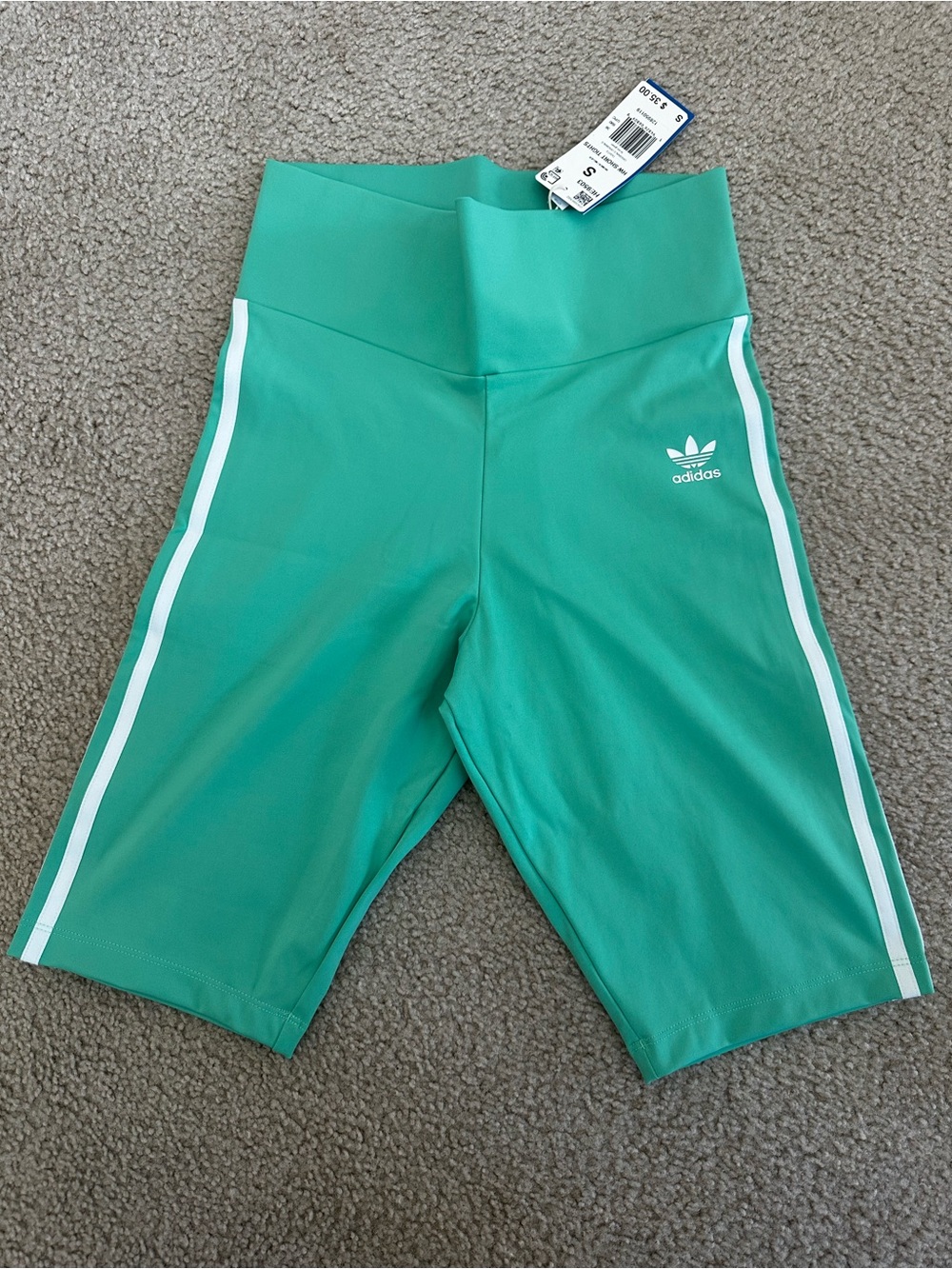 NWT Adidas Originals High Waist Short Tights Women S Hi-Res Green Biker HE9503